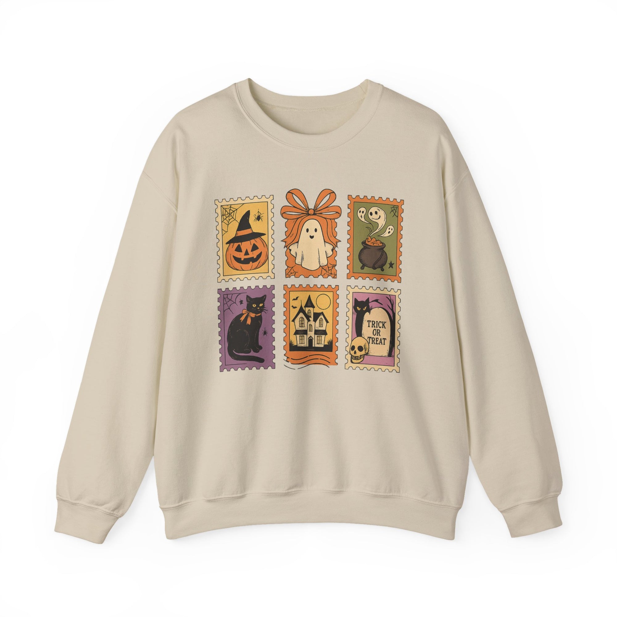 Halloween-Themed Unisex Crewneck Sweatshirt, Cozy Fall Sweatshirt, Boo-Tiful Ghost Design, Trick or Treat, Spooky Vibes Wear