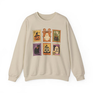 Halloween-Themed Unisex Crewneck Sweatshirt, Cozy Fall Sweatshirt, Boo-Tiful Ghost Design, Trick or Treat, Spooky Vibes Wear