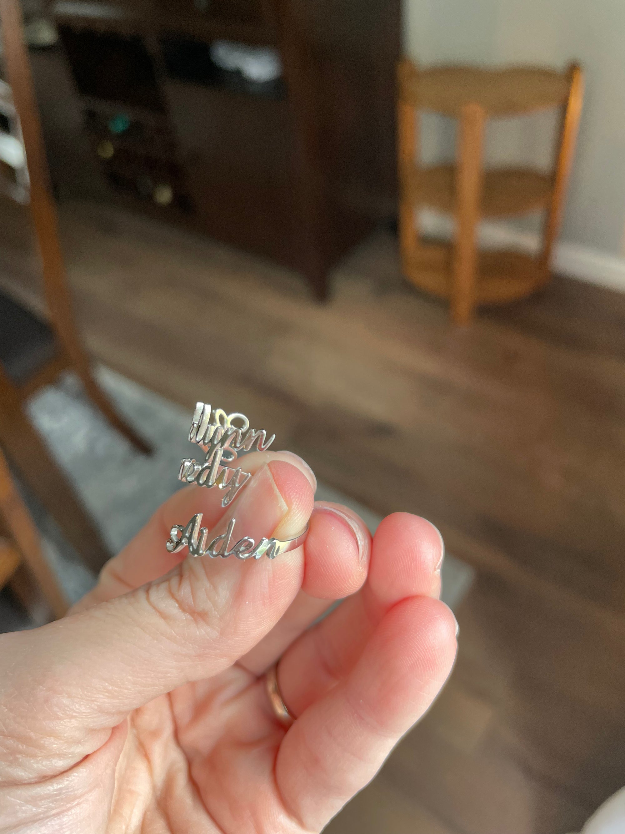 Personalized name adjustable ring