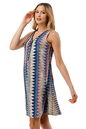 Ariella Zipper A-Line Pattern Dress