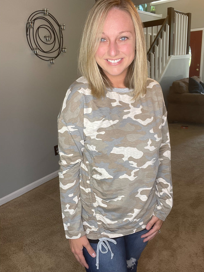 Camo Side Ruched Top
