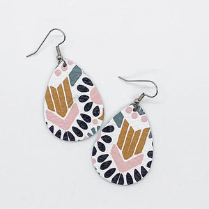 Teardrop Spring Cork Earrings - Multiple Colors & Prints